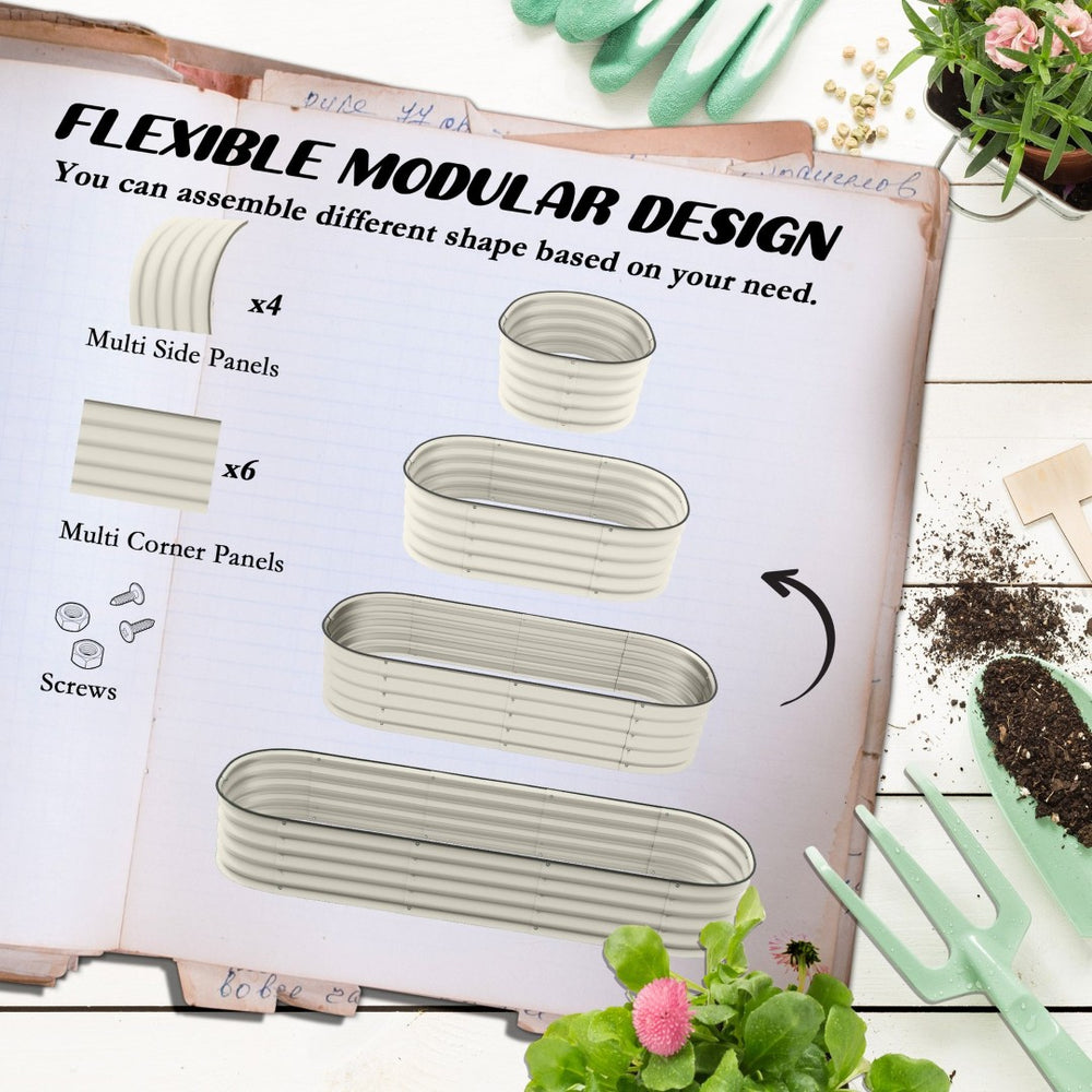 English Elm Outsunny 6.4' Galvanized Raised Garden Bed Kit - Durable Elevated Planter For Flowers, Herbs & Veggies W2225P172536-GIGA