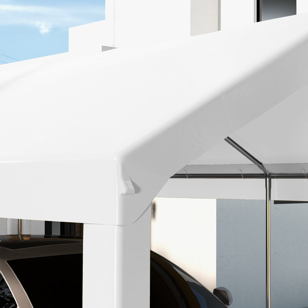 English Elm Outsunny 10' X 20' Carport Replacement Canopy Cover - Uv & Water Resistant, Easy Installation, White W2225P164082-GIGA