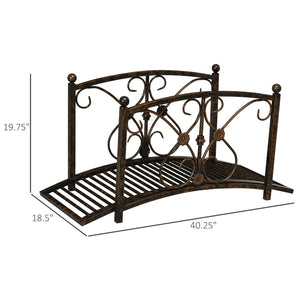 English Elm Outsunny 3.3Ft Metal Arch Garden Bridge With Safety Siderails, Elegant Scrollwork For Ponds & Paths W2225P172564-GIGA