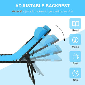 English Elm Outsunny Folding Chaise Lounge Chair - Lightweight 4-Position Recliner For Outdoor Relaxation & Comfort W2225P172510-GIGA