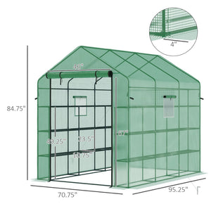English Elm Outsunny 8' X 6' Walk-In Greenhouse - Uv-Protected, Ventilated Shelving For Year-Round Gardening Bliss W2225P164079-GIGA