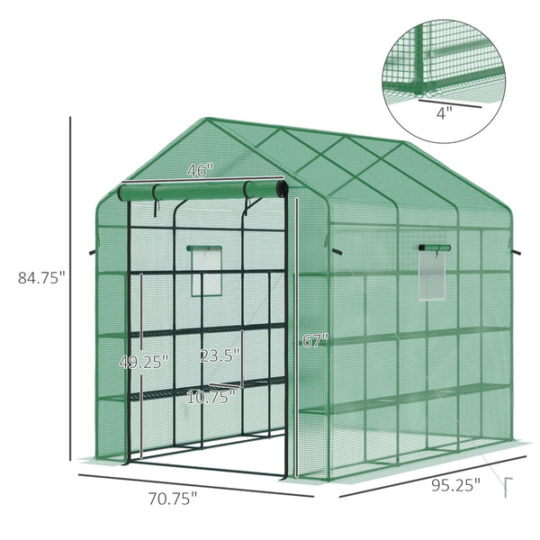 English Elm Outsunny 8' X 6' Walk-In Greenhouse - Uv-Protected, Ventilated Shelving For Year-Round Gardening Bliss W2225P164079-GIGA