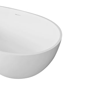 English Elm 66.9 Inch Stone Resin Freestanding Soaking Tub Matte White Sculptural Spa Bath W1613P162597