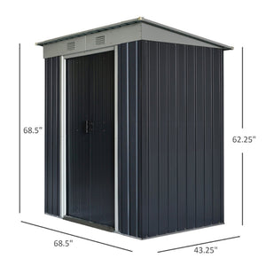 English Elm Outsunny 6' X 4' Lean-To Garden Shed - Durable Outdoor Storage With Double Sliding Doors & Vents W2225P164062-GIGA