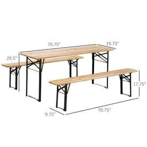 English Elm Outsunny 6' Portable Picnic Table Set - Folding 3-Piece Outdoor Dining Solution For Camping & Patio Fun W2225P172502-GIGA