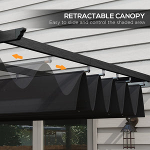 English Elm Outsunny 10' X 12' Retractable Pergola Canopy - Stylish Wood Grain Aluminum Shade For Patio & Deck W2225P164087-GIGA