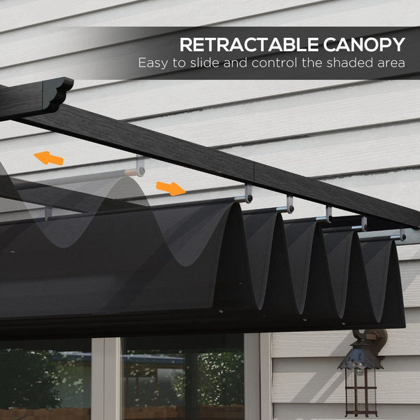 English Elm Outsunny 10' X 12' Retractable Pergola Canopy - Stylish Wood Grain Aluminum Shade For Patio & Deck W2225P164087-GIGA