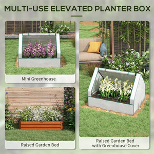 English Elm Outsunny Raised Garden Bed And Mini Greenhouse Combo - Durable Galvanized Planter For Small Spaces W2225P164081-GIGA