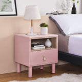 Hearth and Haven Hike Nightstand with Open Storage, Drawer and Leather Handle, Pink W1781P148620