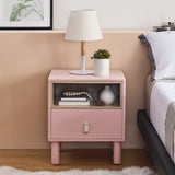 Hearth and Haven Hike Nightstand with Open Storage, Drawer and Leather Handle, Pink W1781P148620