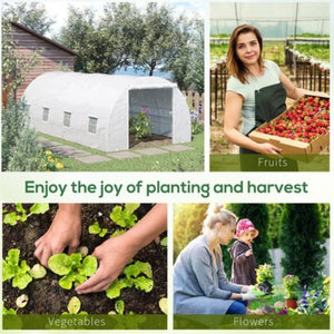 English Elm Outsunny 20' X 10' Walk-In Tunnel Greenhouse - Durable Steel Frame, 8 Windows, Easy Access & Ventilation W2225P164056-GIGA