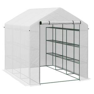 English Elm Outsunny Walk-In Greenhouse With Zipper Door, 18 Shelves, Heavy-Duty Cover, Ideal For Outdoor Gardening W2225P164118-GIGA