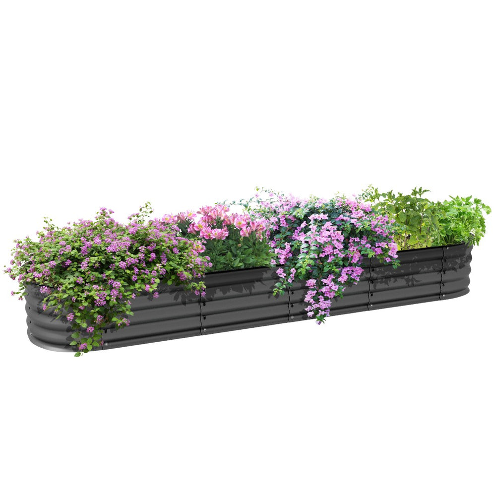 English Elm Outsunny Galvanized Steel Raised Garden Bed Modular Planter for Herbs and Vegetables W2225P172538