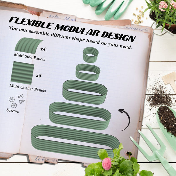 English Elm Outsunny 7.9' Galvanized Metal Raised Garden Bed Kit - Diy Elevated Planter For Flowers & Veggies W2225P172558-GIGA