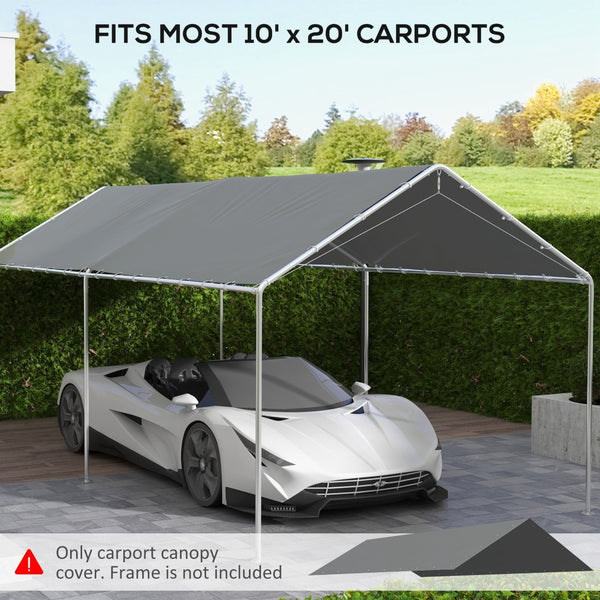 English Elm Outsunny 10' X 20' Heavy-Duty Carport Replacement Canopy Cover - Uv & Water Resistant, Dark Gray W2225P164070-GIGA