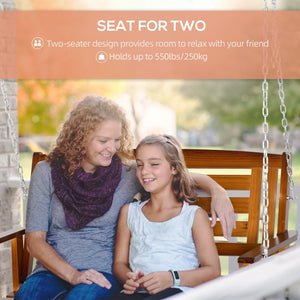 English Elm Outsunny 2 Person Outdoor Swing Bench With Pine Wood Frame & Adjustable Chains For Patios & Gardens W2225P172580-GIGA