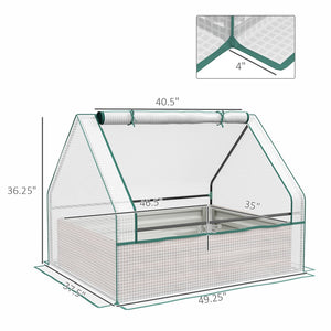 English Elm Outsunny Raised Garden Bed And Mini Greenhouse Combo - Durable Galvanized Planter For Small Spaces W2225P164081-GIGA