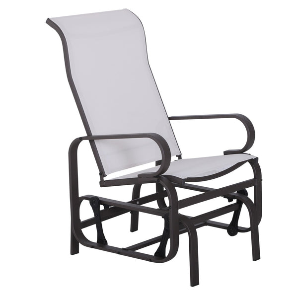 English Elm Outsunny Outdoor Glider Chair - Lightweight, Durable Rocking Chair For Patios & Backyards, Beige W2225P172527-GIGA