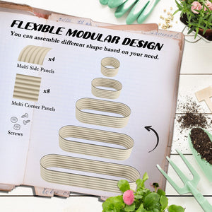 English Elm Outsunny 7.9' Galvanized Steel Raised Garden Bed Kit - Modular Elevated Planter Box For Herbs & Veggies W2225P172557-GIGA