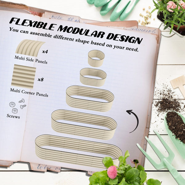 English Elm Outsunny 7.9' Galvanized Steel Raised Garden Bed Kit - Modular Elevated Planter Box For Herbs & Veggies W2225P172557-GIGA