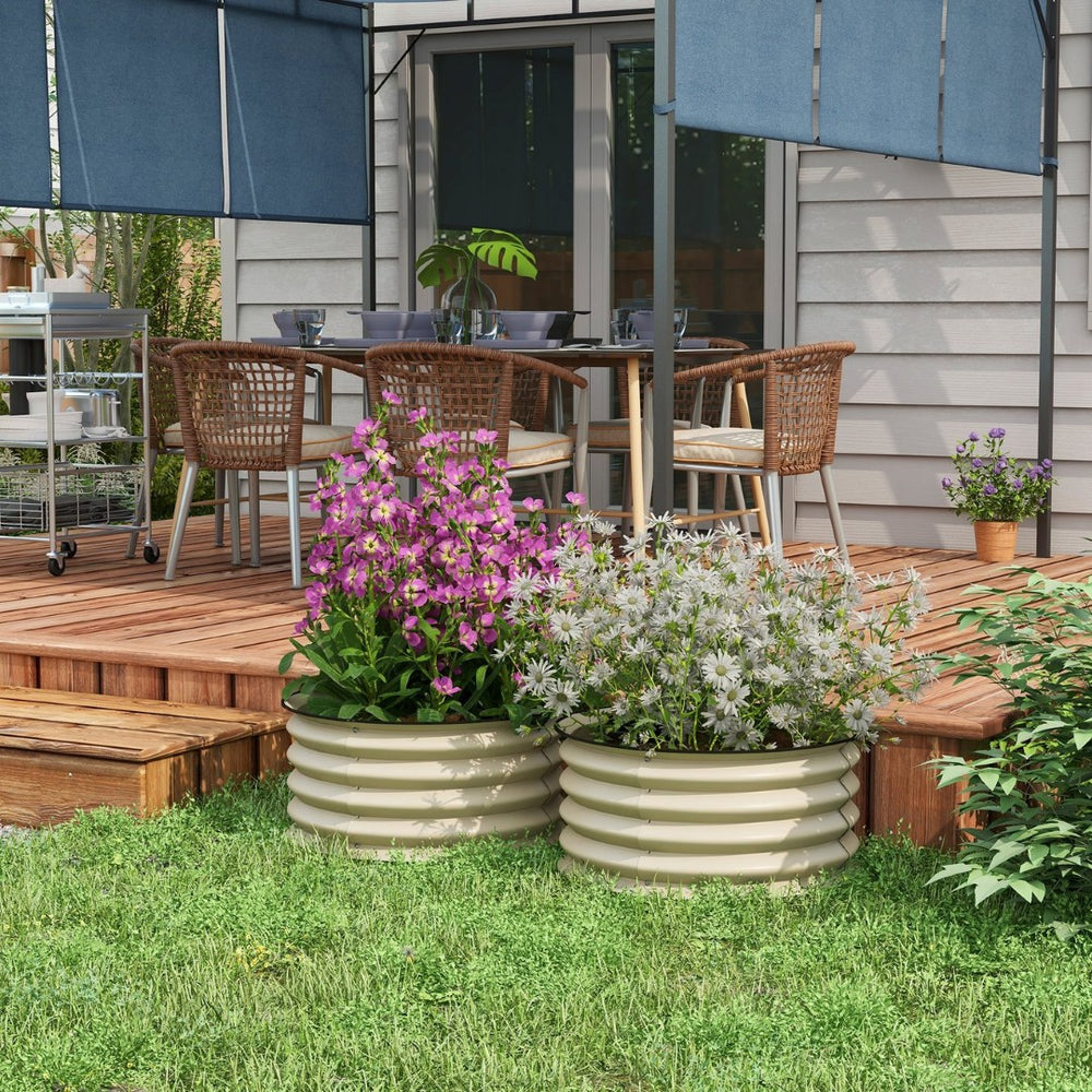 English Elm Outsunny Galvanized Raised Garden Bed Set Of 2 - Durable Planters For Flowers, Herbs, And Veggies W2225P172598-GIGA