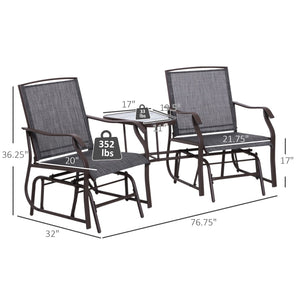 English Elm Outsunny Outdoor Glider Chairs Set With Center Table – Stylish 2-Seat Rocking Loveseat For Relaxation W2225P172499-GIGA
