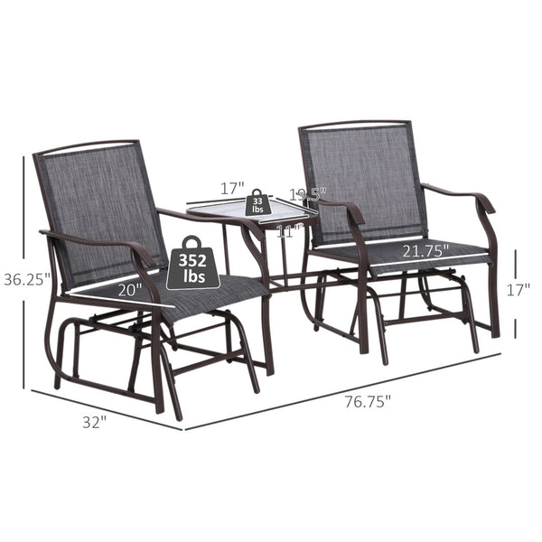 English Elm Outsunny Outdoor Glider Chairs Set With Center Table – Stylish 2-Seat Rocking Loveseat For Relaxation W2225P172499-GIGA