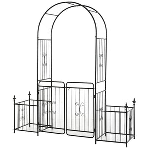 English Elm Outsunny 86" Metal Garden Arbor Arch With Trellis Sides, Lockable Gate, Perfect For Climbing Plants & Events W2225P172574-GIGA