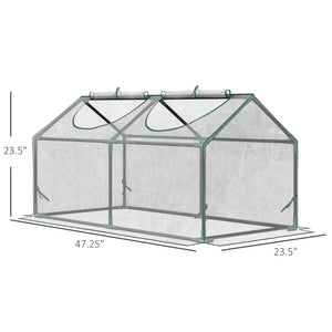 English Elm Outsunny Portable Mini Greenhouse 4' X 2' With Clear Pvc Cover & Zippered Windows For Plants W2225P164121-GIGA