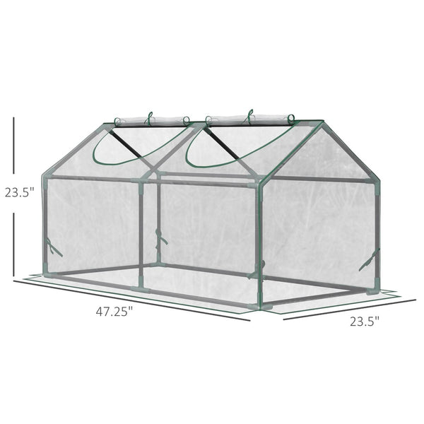 English Elm Outsunny Portable Mini Greenhouse 4' X 2' With Clear Pvc Cover & Zippered Windows For Plants W2225P164121-GIGA