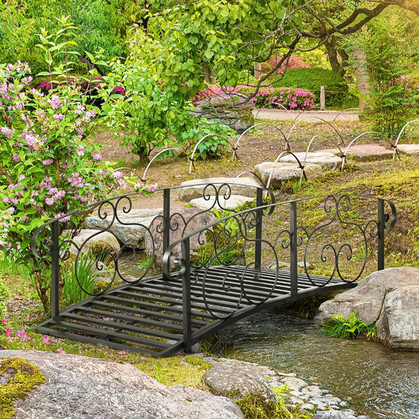 English Elm Outsunny 6' Metal Arch Bridge With Safety Rails - Elegant Garden Pathway For Streams, Ponds, And More W2225P172587-GIGA