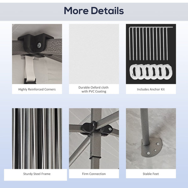 English Elm Outsunny 10' X 20' Pop Up Canopy Tent - Adjustable Height Instant Shelter For Outdoor Events & Storage W2225P200836-GIGA