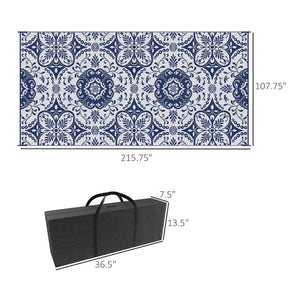 English Elm Outsunny Reversible Waterproof Outdoor Rug, 9' X 18' Floral Mat For Patios, Rvs, Beach, Picnic Fun W2225P172570-GIGA