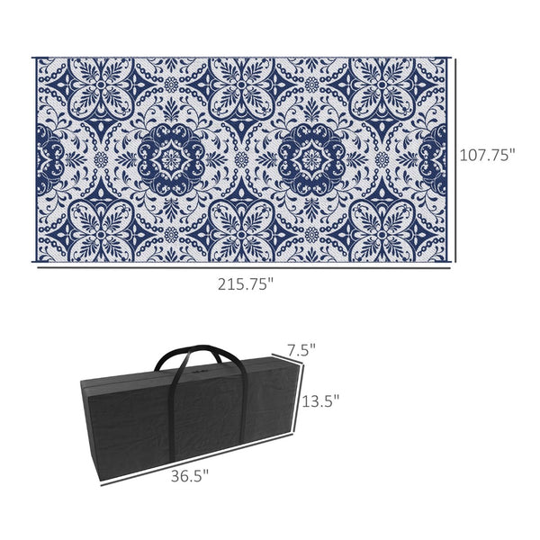 English Elm Outsunny Reversible Waterproof Outdoor Rug, 9' X 18' Floral Mat For Patios, Rvs, Beach, Picnic Fun W2225P172570-GIGA