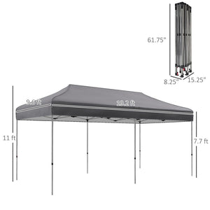 English Elm Outsunny 10' X 20' Instant Pop-Up Canopy Tent – Adjustable Height, Portable Shelter For Events, Gray W2225P200838-GIGA