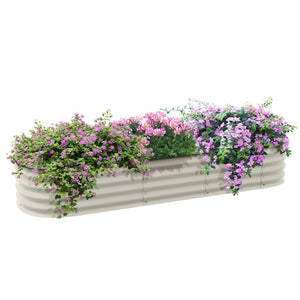 English Elm Outsunny 6.4' Galvanized Raised Garden Bed Kit - Durable Elevated Planter For Flowers, Herbs & Veggies W2225P172536-GIGA