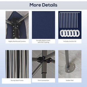 English Elm Outsunny 10' X 20' Pop Up Canopy Tent With Adjustable Heights, Easy Setup, Wheeled Carry Bag, Dark Blue W2225P200837-GIGA