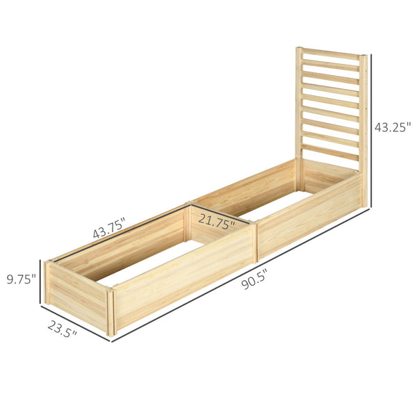 English Elm Outsunny Raised Garden Bed With Trellis, 2 Compartments, Easy Assembly For Outdoor Plants & Herbs W2225P172576-GIGA