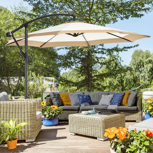 English Elm Outsunny 10Ft Offset Cantilever Umbrella – Durable Shade For Patio, Backyard, Pool & Garden Fun W2225P164101-GIGA