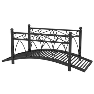 English Elm Outsunny Steel Arch Garden Bridge Ornate Scrollwork Spheres Pond Path Decor W2225P200794