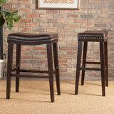 Christopher Knight Home® - Noble House - Kainu Contemporary Upholstered Saddle Counter Stool with Nailhead Trim (Set of 2)