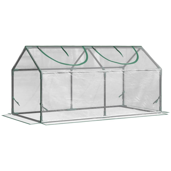 English Elm Outsunny Portable Mini Greenhouse 4' X 2' With Clear Pvc Cover & Zippered Windows For Plants W2225P164121-GIGA