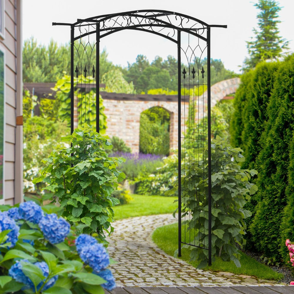 English Elm Outsunny 7Ft Elegant Outdoor Garden Arbor With Scrollwork Design - Perfect Wedding Arch & Trellis W2225P172493-GIGA