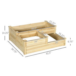 English Elm Outsunny 3 Tier Wooden Raised Garden Bed - Stylish Planter Box For Vegetables, Herbs & Flowers, 42.5" W2225P172573-GIGA