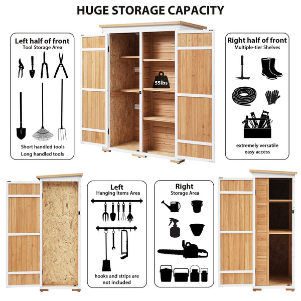 English Elm TOPMAX Outdoor 5.5ft Wood Storage Shed Cabinet with Waterproof Asphalt Roof, Lockable Doors, Sturdy Natural SP100016AAL