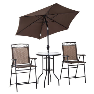 English Elm Outsunny 4-Piece Compact Outdoor Dining Set With Folding Chairs & Adjustable Umbrella For Patios W2225P172520-GIGA