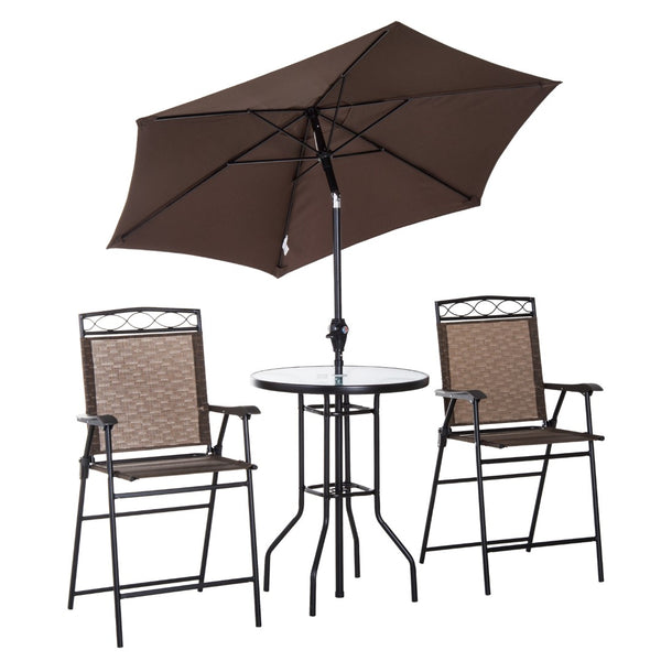 English Elm Outsunny 4-Piece Compact Outdoor Dining Set With Folding Chairs & Adjustable Umbrella For Patios W2225P172520-GIGA