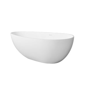 English Elm 66.9 Inch Stone Resin Freestanding Soaking Tub Matte White Sculptural Spa Bath W1613P162597