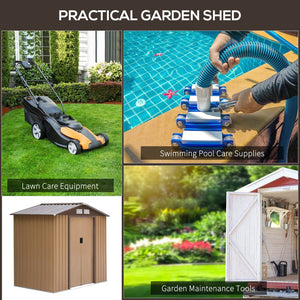 English Elm Outsunny Steel Outdoor Storage Shed with Sliding Doors Vents and Foundation Base W2225S00067