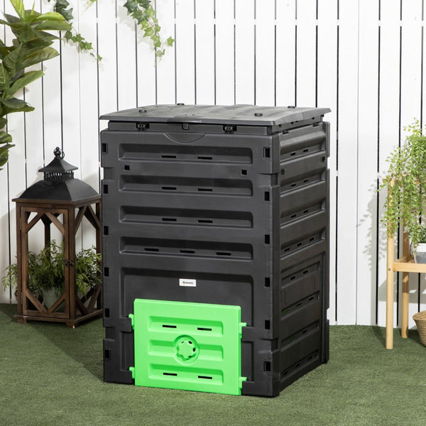 English Elm Outsunny 120 Gallon Garden Compost Bin - Bpa-Free, 80 Vents, Lightweight, Easy Access, Quick Composting! W2225P172586-GIGA